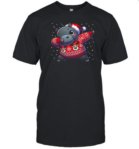 Christmas Hippo Lover Funny Hippo Ugly Christmas T-Shirt