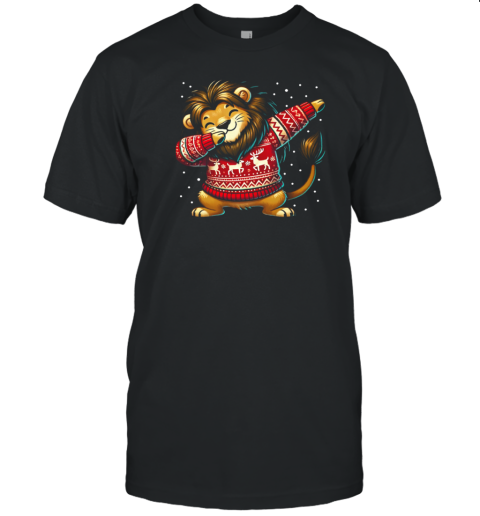 Christmas Lion Lover Funny Lion Ugly Christmas T-Shirt