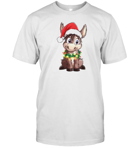 Cute Christmas Donkey Wearing Christmas Lights T-Shirt