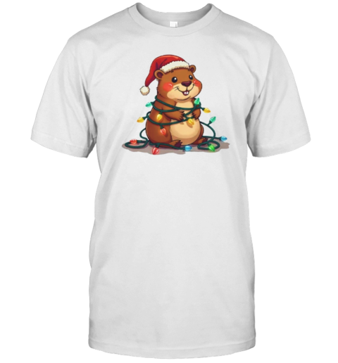 Funny Capybara With Christmas Light Bulbs T-Shirt