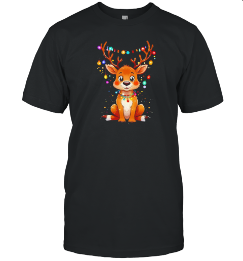 Funny Reindeer Merry Christmas Rudolph Christmas Light T-Shirt