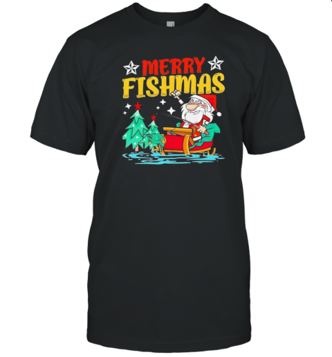 Merry Fishmas Fishing Christmas Costume Funny Santa Claus T-Shirt