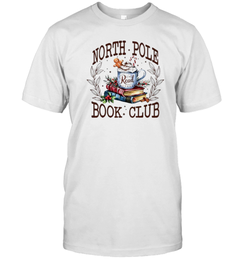 Retro Vintage North Pole Book Club Gingerbread Hot Cocoa T-Shirt