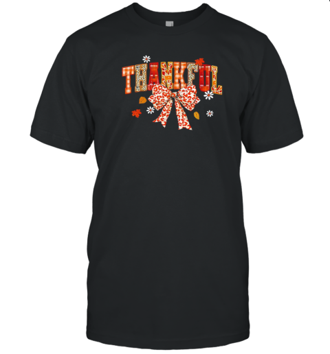 Thankful Leopard Plaid Thanksgiving T-Shirt