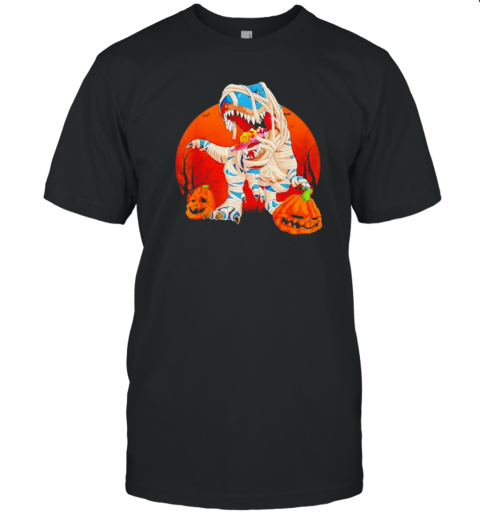 Trex Pumpkin Dinosaur Halloween Mummy Zombie Dino T-Shirt