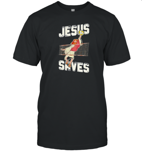 Volleyball Player Team Jesus Vintage Jesus Saves T-Shirt