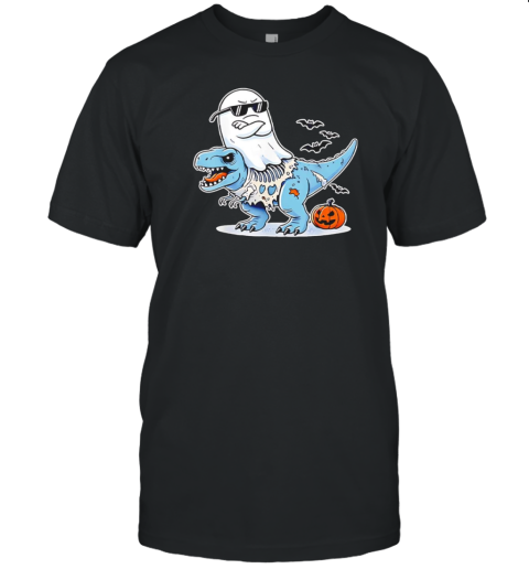 Halloween Ghost Riding Zombie T Rex T-Shirt