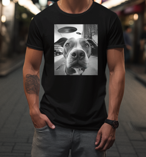 Pitbull Under The UFO  Funny Pitbull Dog T-Shirt