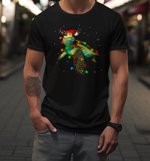 Turtle Have Reindeer On Head  Christmas Turtle T-Shirt