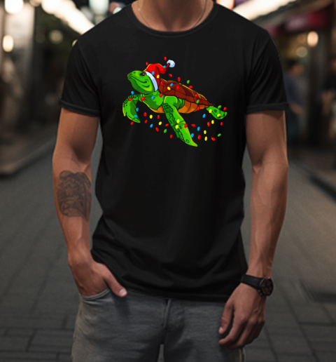 Turtle Wearing Noel Hat  Cute Christmas Turtle T-Shirt