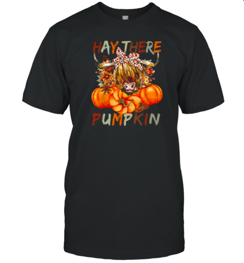 Hay There Pumpkin Cool Face Highland Inside Pumpkins Thanksgiving Highland Cow T-Shirt