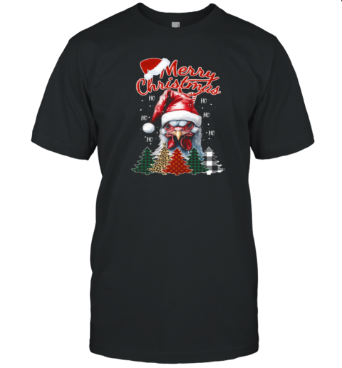 Merry Christmas Cool Chicken Wearing Noel Hat Christmas Chicken T-Shirt