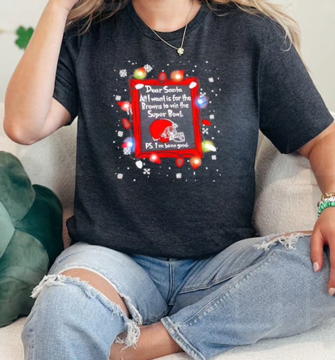 Dear Santa Cleveland Browns Christmas Lights  Classic Womens T-shirt