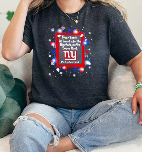 Dear Santa New York Giants Christmas Lights  Classic Womens T-shirt