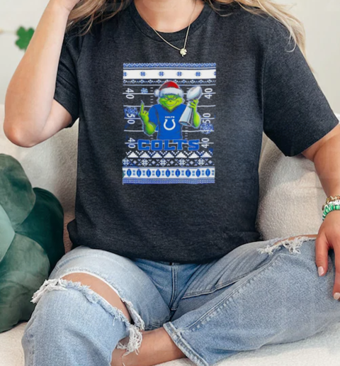 Indianapolis Colts X Grinch Christmas with Super Bowl Trophy ugly Christmas  Classic Womens T-shirt