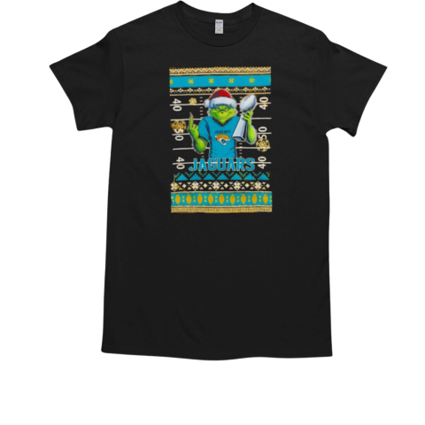 Jacksonville Jaguars X Grinch Christmas with Super Bowl Trophy ugly Christmas T-Shirt