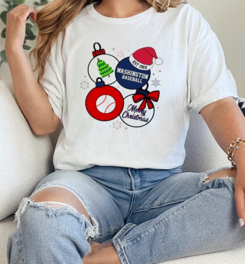 Merry Christmas Washington Baseball Est 1969  Classic Womens T-shirt