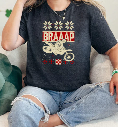 Motocross Braaap Ugly Christmas  Classic Womens T-shirt