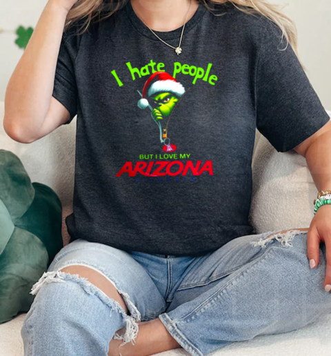 Grinch Santa Hat I Hate People But I Love My Arizona Wildcats Christmas Logo  Classic Womens T-shirt