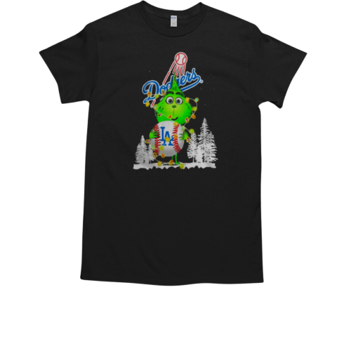 Dodgers Shop The Grinch Hug Los Angeles Dodgers Logo Christmas T-Shirt