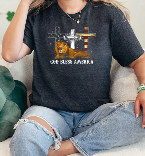 God Bless America Lion  Classic Womens T-shirt