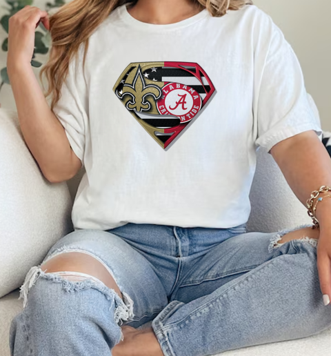 New Orleans Saints And Alabama Crimson Tide Superman  Classic Womens T-shirt