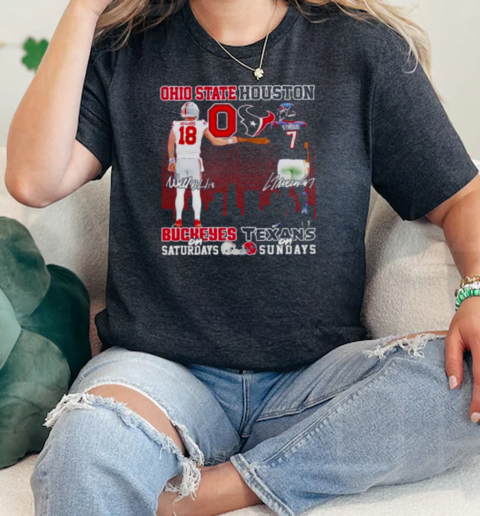 Ohio State Buckeyes On Saturdays X Houston Texans On Sundays  Classic Womens T-shirt