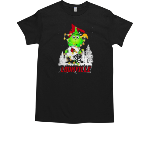 The Grinch Hug Louisville Cardinals Helmet Christmas T-Shirt