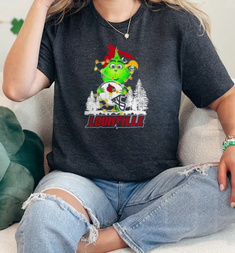 The Grinch Hug Louisville Cardinals Helmet Christmas  Classic Womens T-shirt