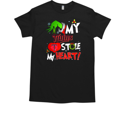 Grinch Hand My Minnesota Twins Stole My Heart Christmas 2024 T-Shirt