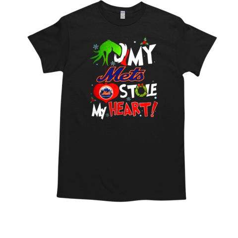 Grinch Hand My New York Mets Stole My Heart Christmas 2024 T-Shirt