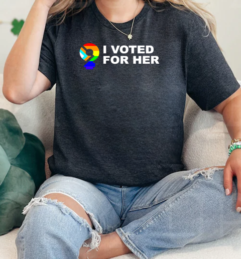 I voted for her white text  Classic Womens T-shirt