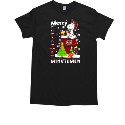 Massachusetts Minutemen Snoopy And Woodstock Merry Christmas T-Shirt