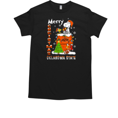 Oklahoma State Cowboys Snoopy And Woodstock Merry Christmas T-Shirt