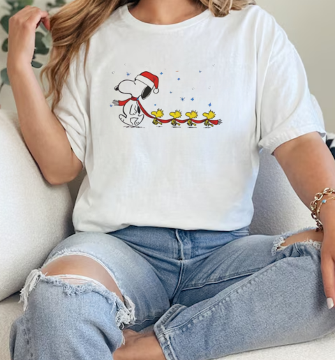 Snoopy and Woodstock Christmas Abbey Road  Classic Womens T-shirt