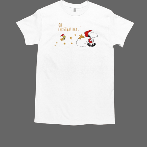 Snoopy and Woodstock on Christmas day Abbey Road T-Shirt