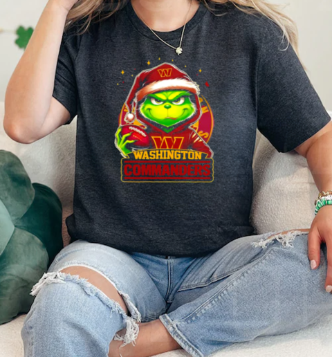 Washington Commanders Grinch wearing Santa hat Christmas 2024  Classic Womens T-shirt