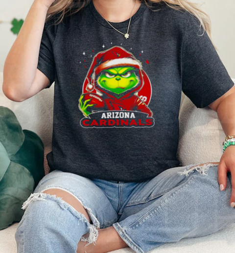 Arizona Cardinals Grinch wearing Santa hat Christmas 2024  Classic Womens T-shirt