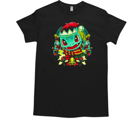 Bulbasaur Christmas Amphibian cartoon graphic T-Shirt