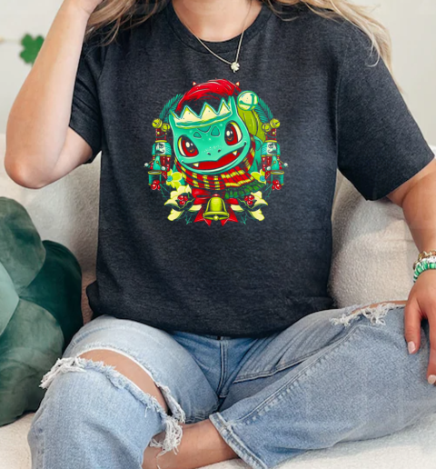 Bulbasaur Christmas Amphibian cartoon graphic  Classic Womens T-shirt