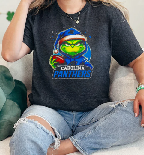 Carolina Panthers Grinch wearing Santa hat Christmas 2024  Classic Womens T-shirt