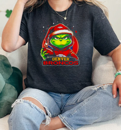 Denver Broncos Grinch wearing Santa hat Christmas 2024  Classic Womens T-shirt