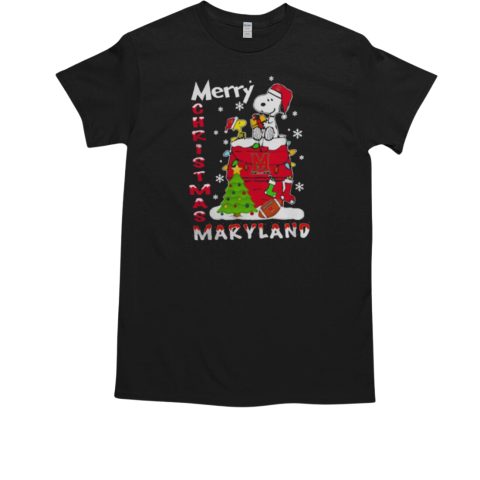 Maryland Terrapins Snoopy And Woodstock Merry Christmas T-Shirt