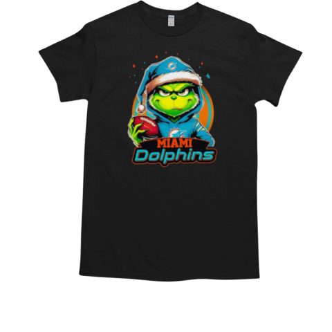 Miami Dolphins Grinch wearing Santa hat Christmas 2024 T-Shirt