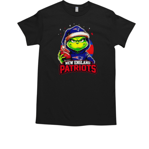 New England Patriots Grinch wearing Santa hat Christmas 2024 T-Shirt