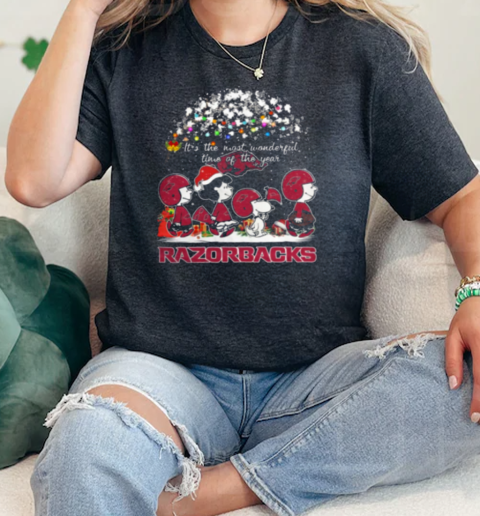 Peanuts Arkansas Razorbacks Its The Most Wonderful Time Of The Year Winter  Classic Womens T-shirt