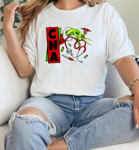 Grinch Hand Hold Nurse CNA Merry Christmas 2024  Classic Womens T-shirt