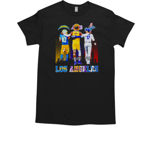 Los Angeles teams Chargers Lakers Dodgers players Herbert James Ohtani signatures T-Shirt