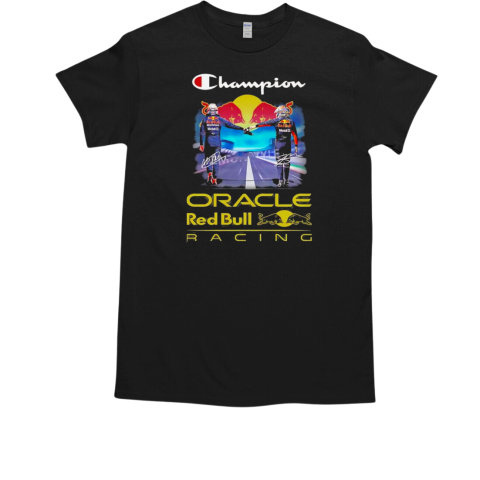 Max Verstappen and Sergio Perez Champion Oracle Red Bull racing signatures T-Shirt