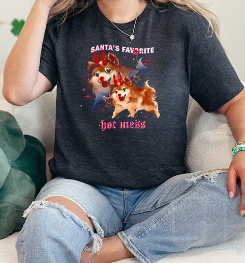 Dog Santas favourite hot mess Christmas  Classic Womens T-shirt